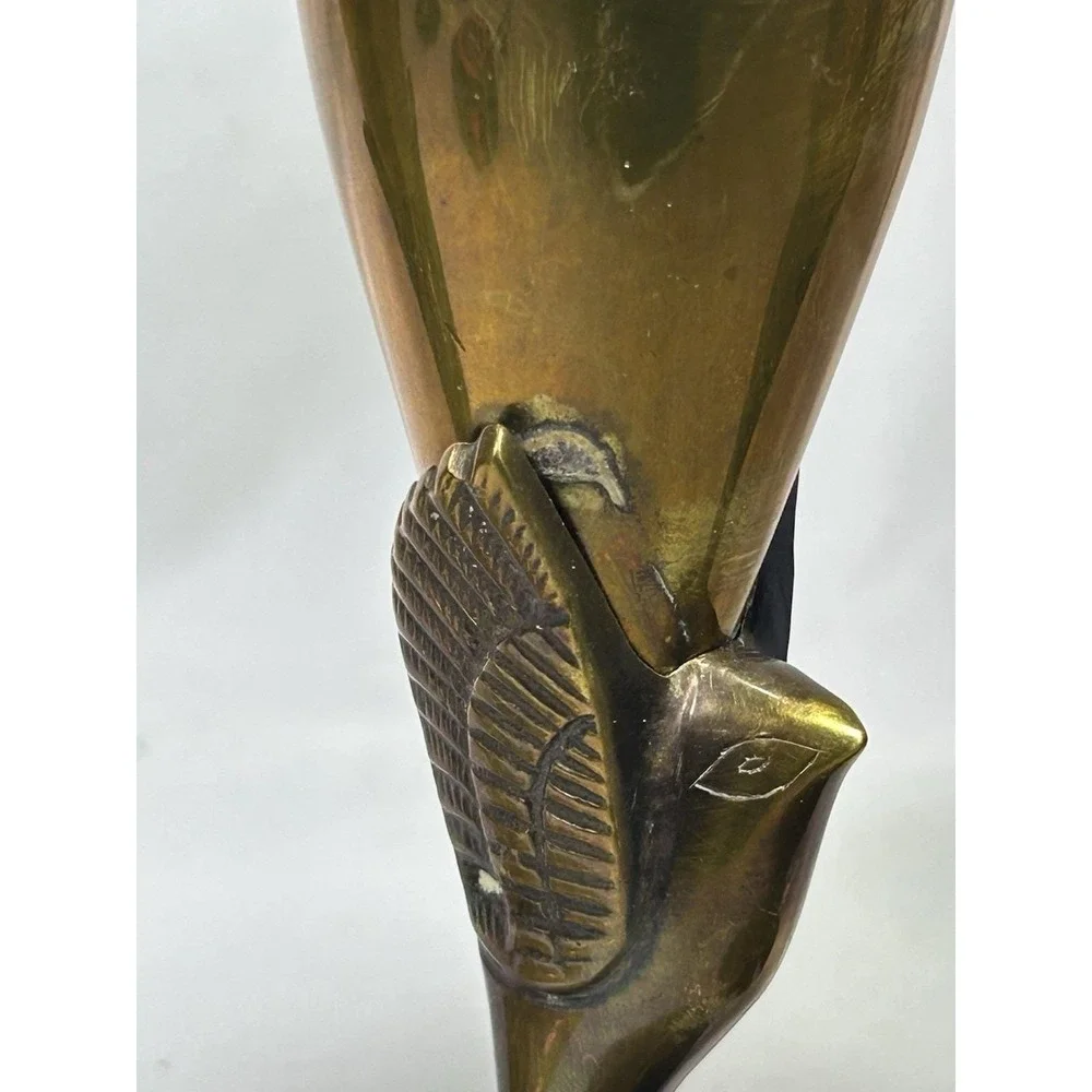 Vintage Godinger Silver Plate Brass Champagne Flutes w/ Birds Phoenix Set Of 3
